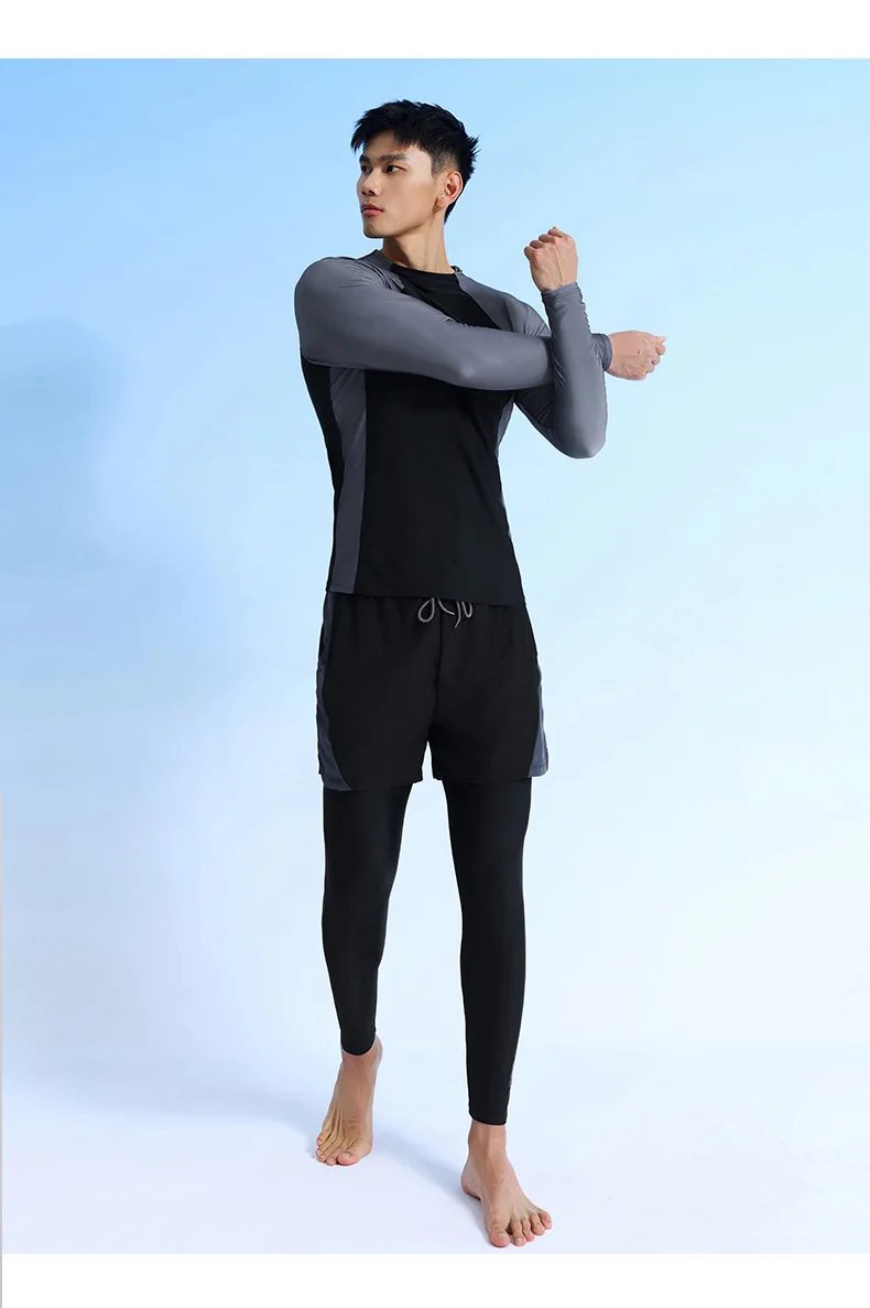 Two Piece Men Swimming Suit 2026 New Quick-Drying Long Sleeve Rash Guard Sun-Protective Bathing Suit Snorkeling Surfing Wetsuit