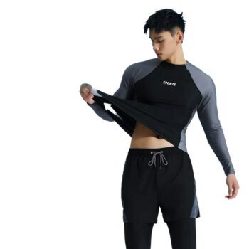 Two Piece Men Swimming Suit 2026 New Quick-Drying Long Sleeve Rash Guard Sun-Protective Bathing Suit Snorkeling Surfing Wetsuit