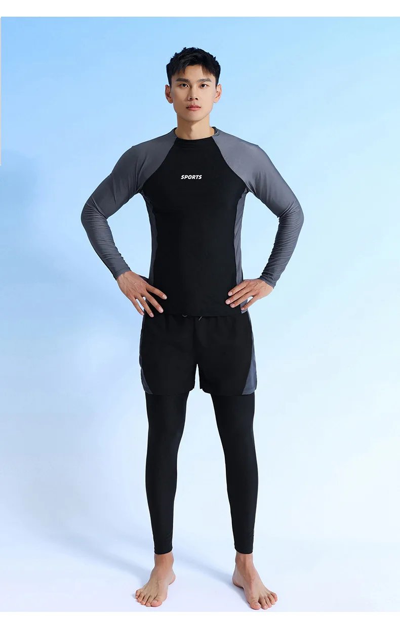 Two Piece Men Swimming Suit 2026 New Quick-Drying Long Sleeve Rash Guard Sun-Protective Bathing Suit Snorkeling Surfing Wetsuit