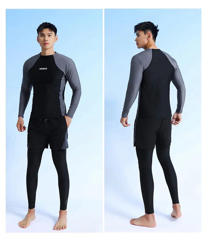 Two Piece Men Swimming Suit 2026 New Quick-Drying Long Sleeve Rash Guard Sun-Protective Bathing Suit Snorkeling Surfing Wetsuit