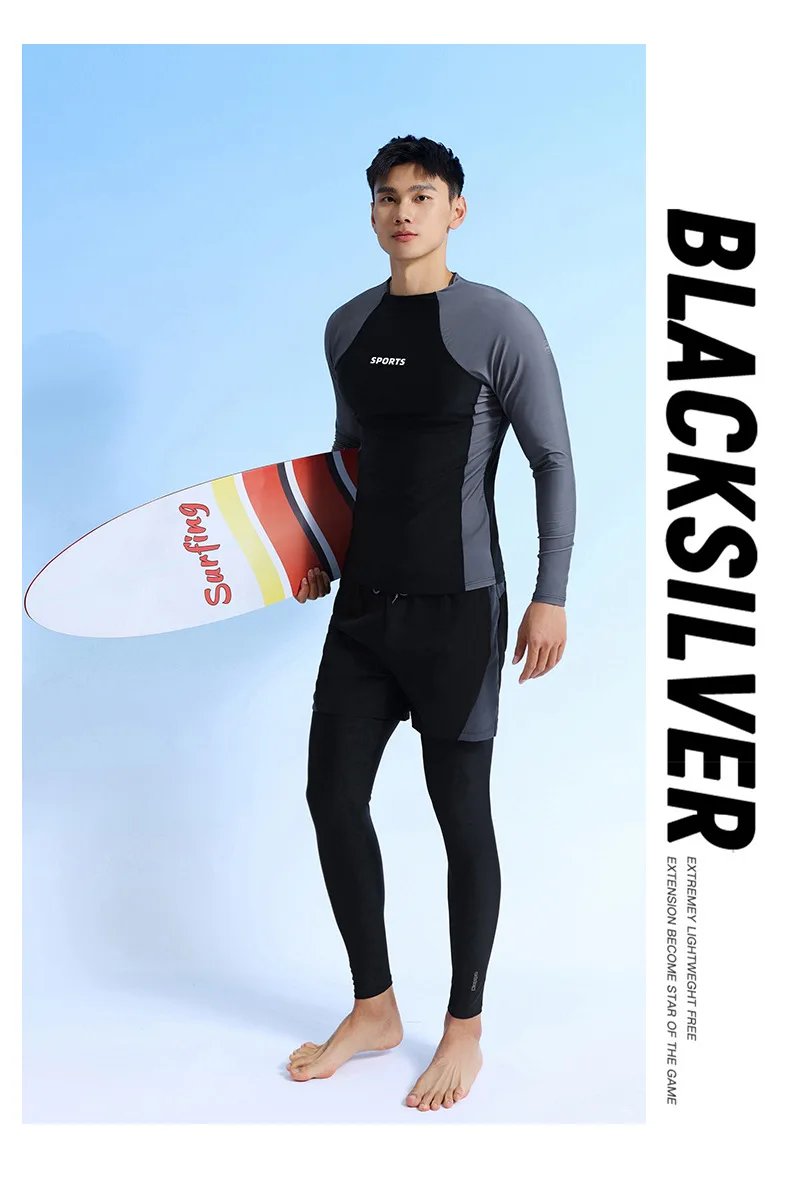 Two Piece Men Swimming Suit 2026 New Quick-Drying Long Sleeve Rash Guard Sun-Protective Bathing Suit Snorkeling Surfing Wetsuit
