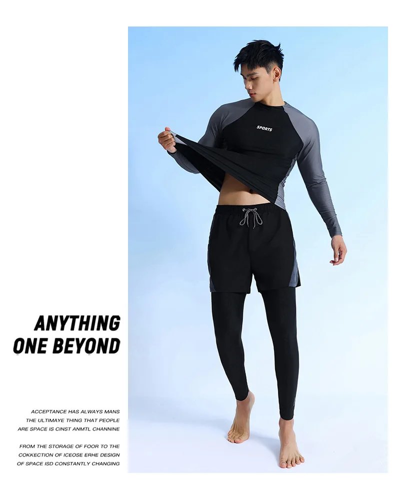 Two Piece Men Swimming Suit 2026 New Quick-Drying Long Sleeve Rash Guard Sun-Protective Bathing Suit Snorkeling Surfing Wetsuit