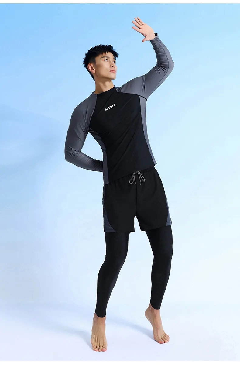 Two Piece Men Swimming Suit 2026 New Quick-Drying Long Sleeve Rash Guard Sun-Protective Bathing Suit Snorkeling Surfing Wetsuit