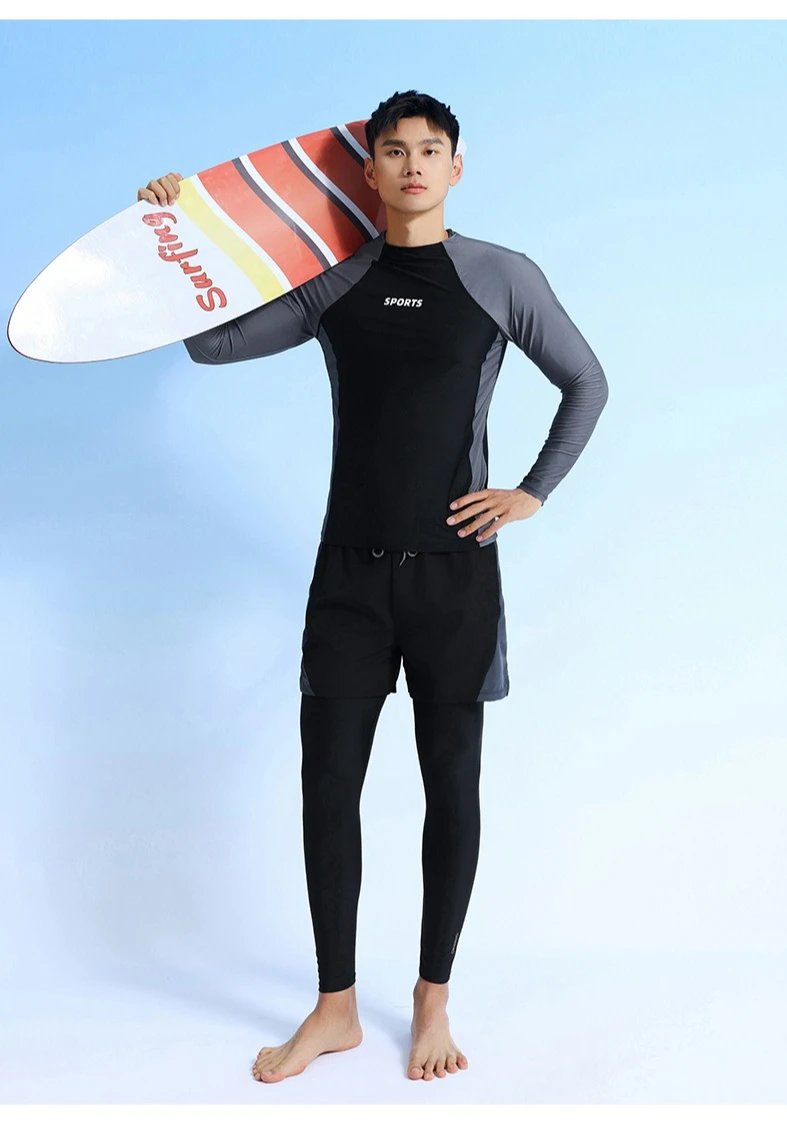 Two Piece Men Swimming Suit 2026 New Quick-Drying Long Sleeve Rash Guard Sun-Protective Bathing Suit Snorkeling Surfing Wetsuit