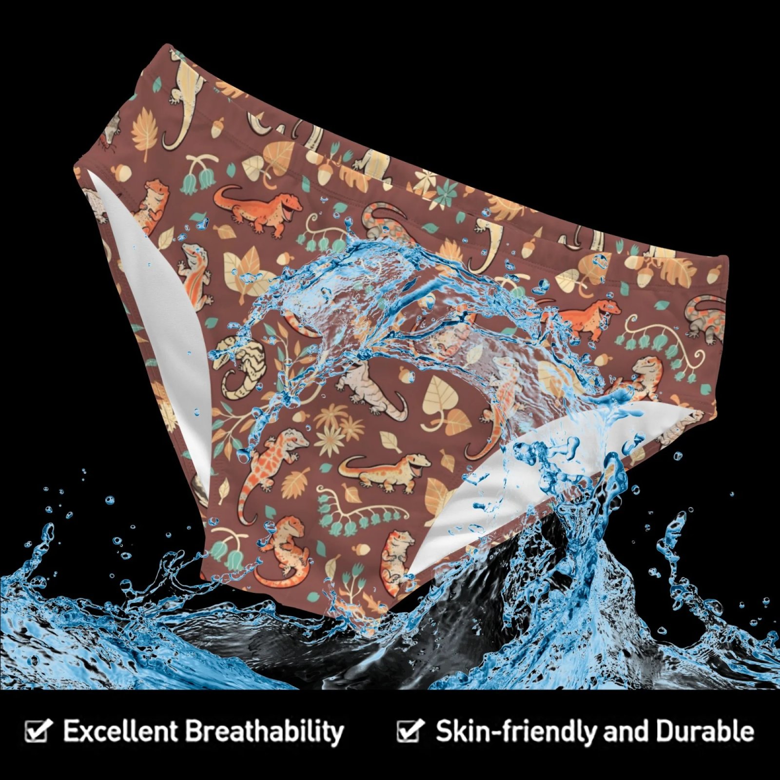 Cartoon Forest Lizard Funny Swimming Trunks Sexy Bikini Men's Briefs Swimwear Comfortable Fashionable Pool Beach Surf Shorts