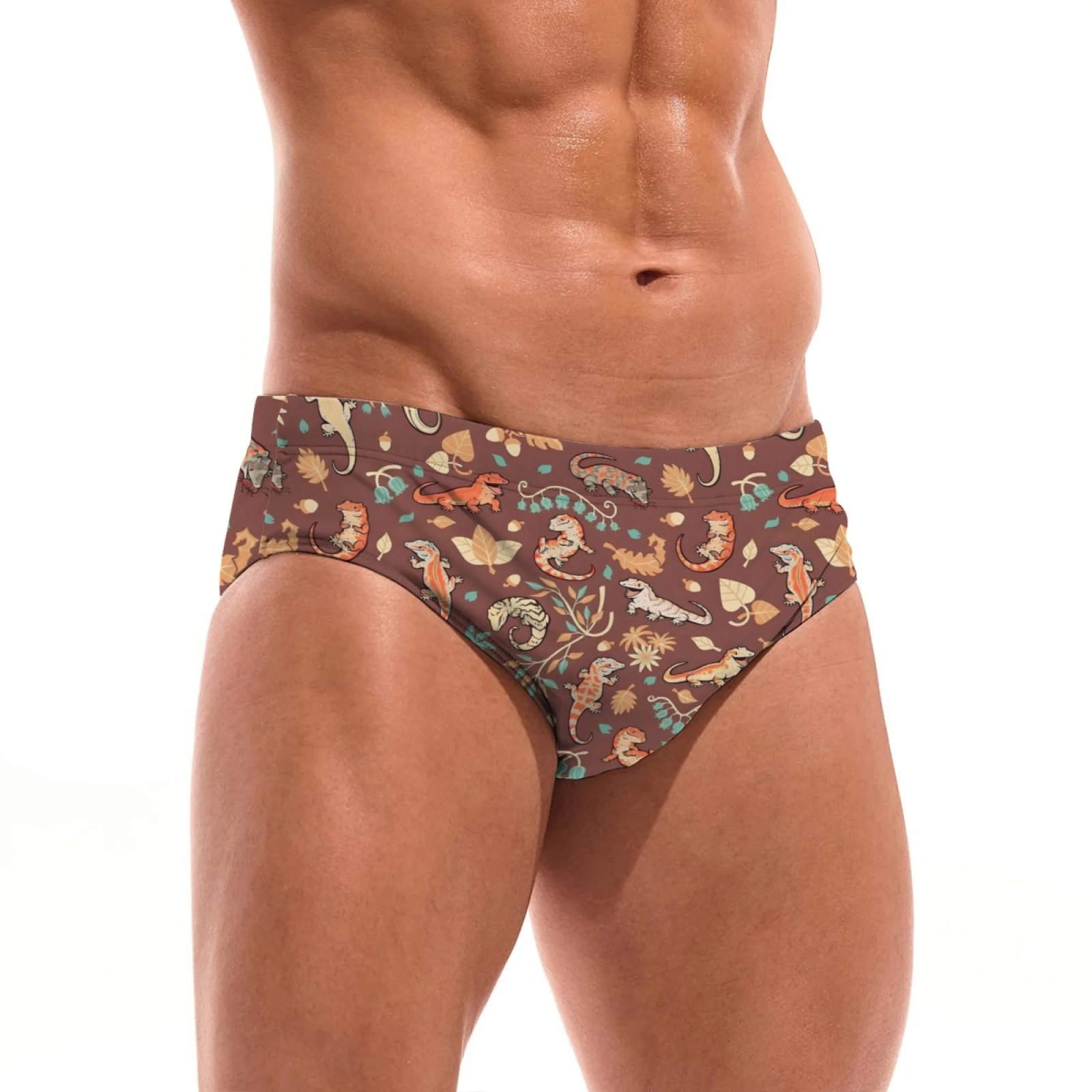 Cartoon Forest Lizard Funny Swimming Trunks Sexy Bikini Men's Briefs Swimwear Comfortable Fashionable Pool Beach Surf Shorts