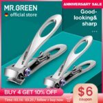 MR.GREEN Nail Clippers Wide Jaw Opening Stainless Steel Fingernail Clipper Thick Hard Toenail Cutter Manicure Scissors tools
