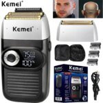 Kemei Cordless Electric Shaver for Men Twin Blade Reciprocating Rechargeable Beard Razor Face Care Multifunction Strong Trimmer