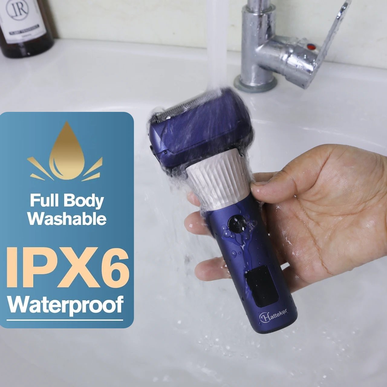 Hatteker 5-D Reciprocating Shaver for Men Home Use Beard Trimmer with LCD Digital Display Mesh Whitener USB Haircut Machine