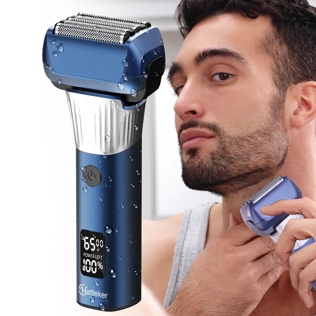 Hatteker 5-D Reciprocating Shaver for Men Home Use Beard Trimmer with LCD Digital Display Mesh Whitener USB Haircut Machine