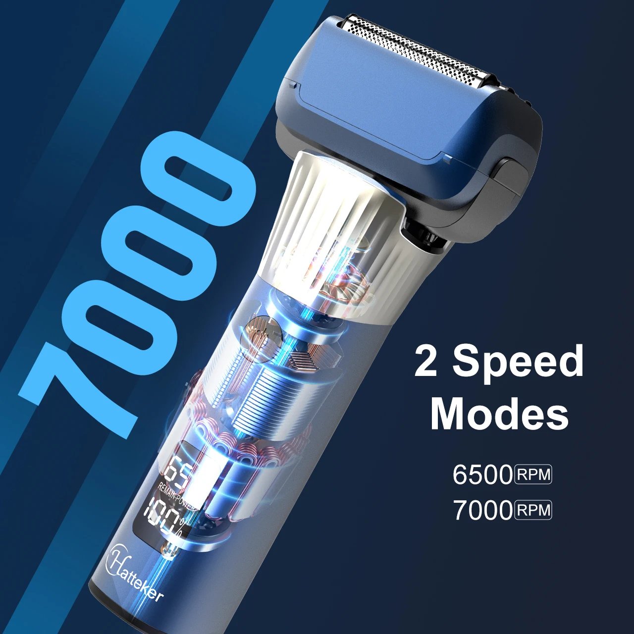 Hatteker 5-D Reciprocating Shaver for Men Home Use Beard Trimmer with LCD Digital Display Mesh Whitener USB Haircut Machine