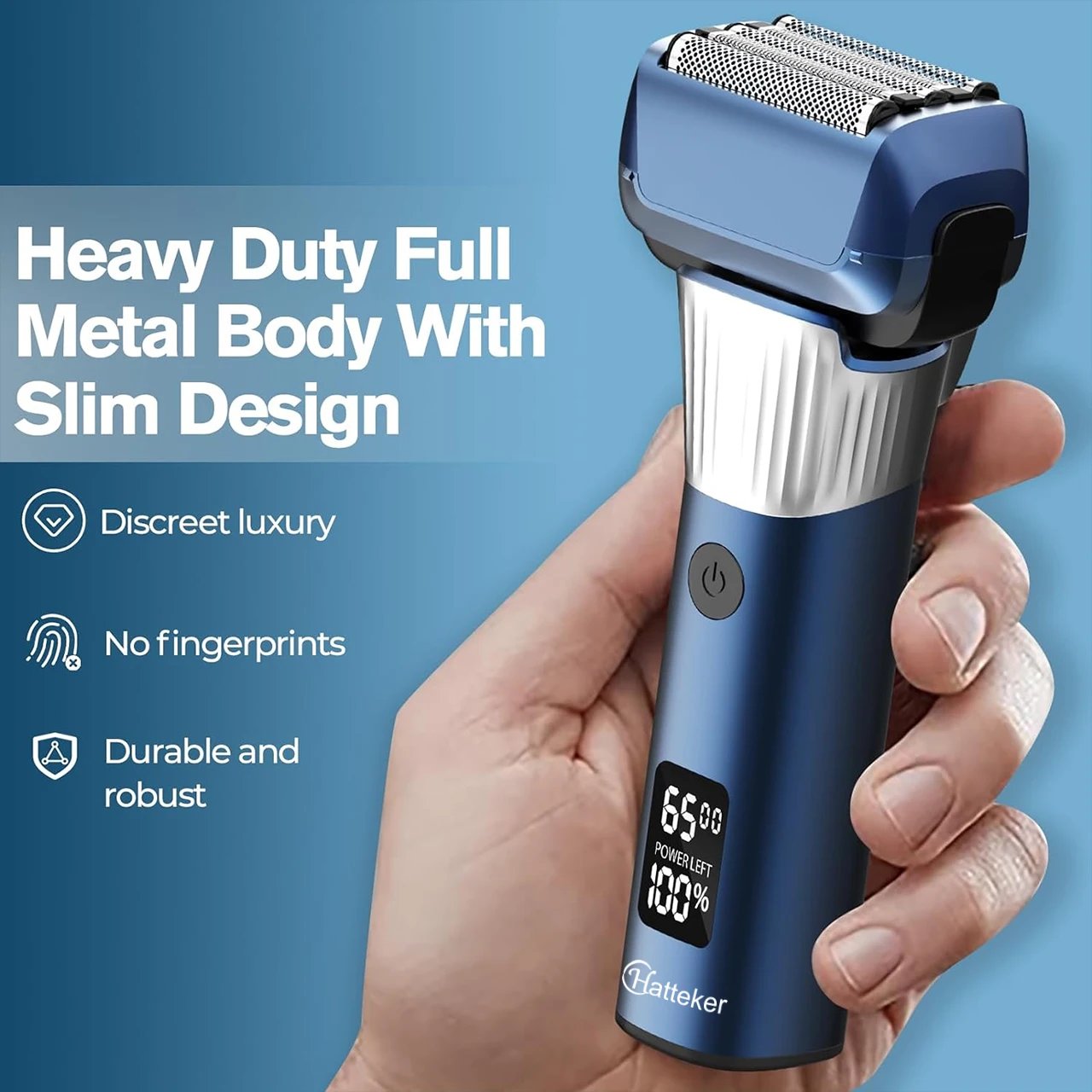 Hatteker 5-D Reciprocating Shaver for Men Home Use Beard Trimmer with LCD Digital Display Mesh Whitener USB Haircut Machine