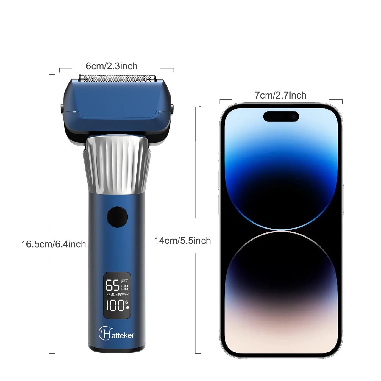 Hatteker 5-D Reciprocating Shaver for Men Home Use Beard Trimmer with LCD Digital Display Mesh Whitener USB Haircut Machine