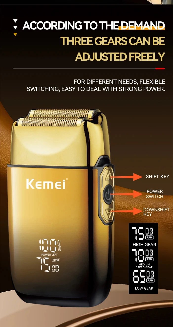 Kemei KM-TX10 USB Charging Electric Shaver For Men Rechargeable Bald Head Razor Beard Trimmer Shaving Machine