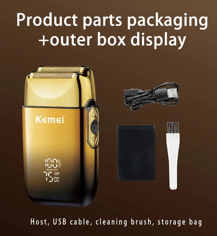 Kemei KM-TX10 USB Charging Electric Shaver For Men Rechargeable Bald Head Razor Beard Trimmer Shaving Machine