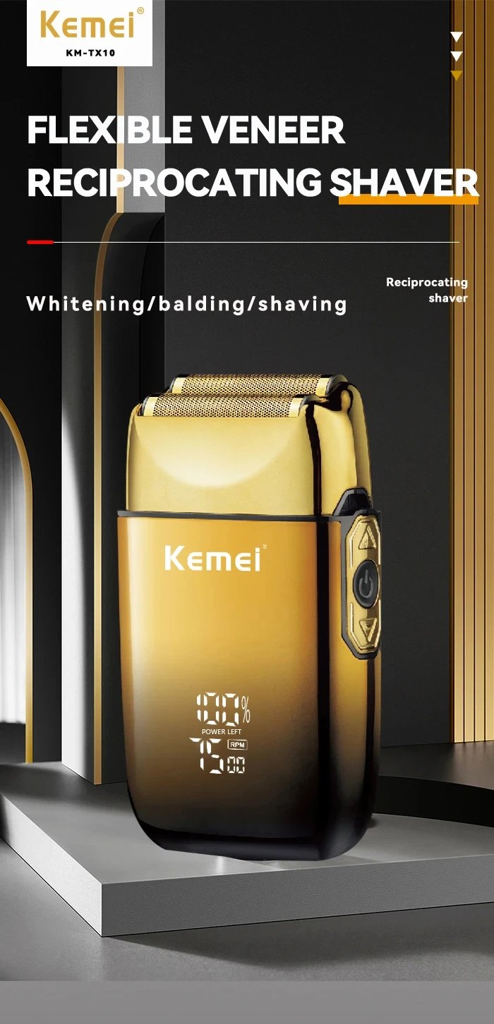 Kemei KM-TX10 USB Charging Electric Shaver For Men Rechargeable Bald Head Razor Beard Trimmer Shaving Machine