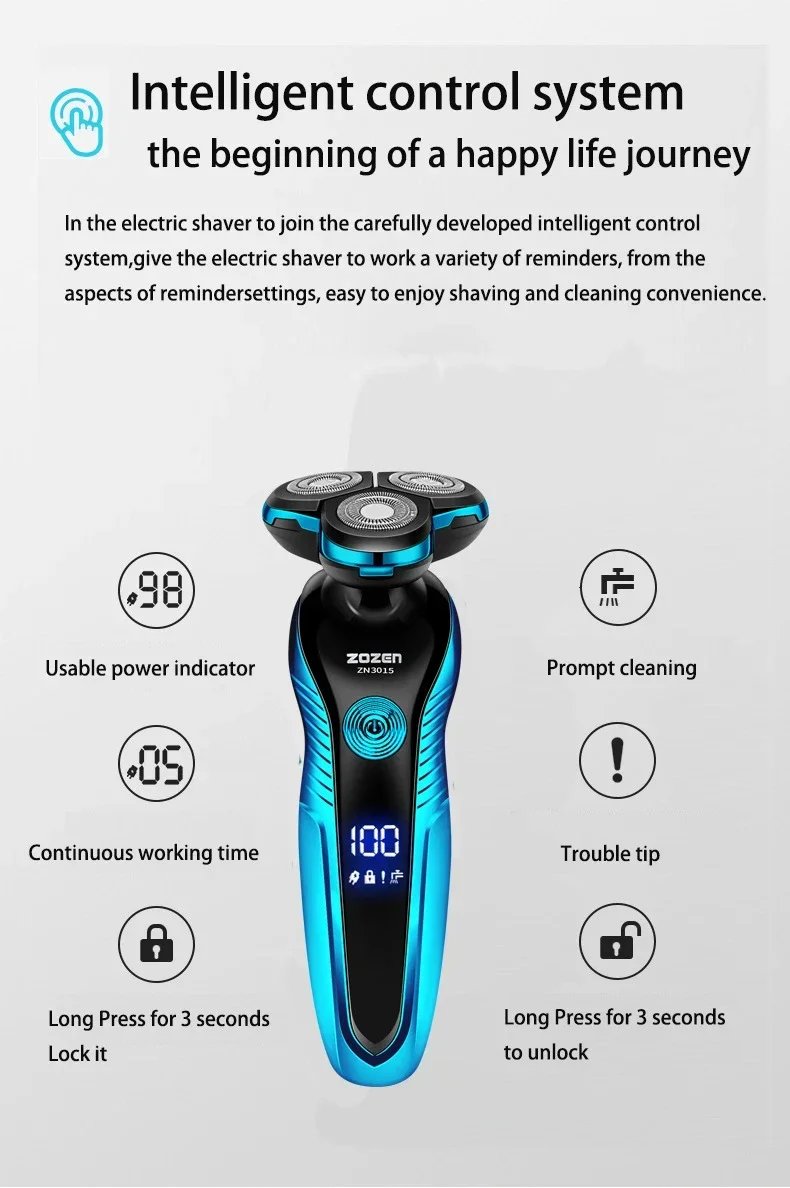 Men's Electric Shaver Rechargeable Electric Razor Hair Clipper Cutting Shaving Machine for Men Beard Trimmer Wet-Dry Dual Use