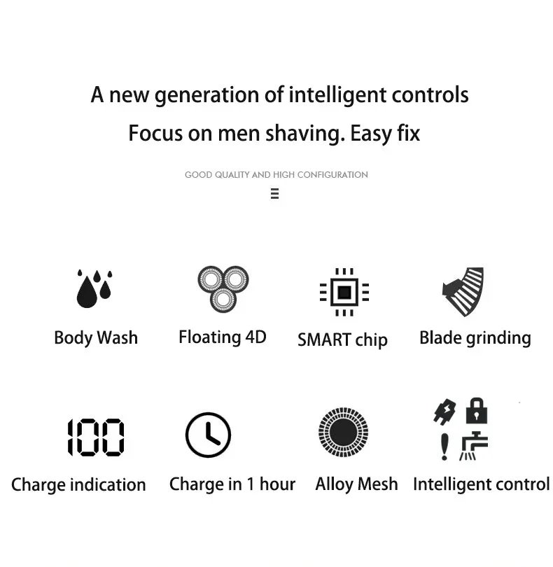 Men's Electric Shaver Rechargeable Electric Razor Hair Clipper Cutting Shaving Machine for Men Beard Trimmer Wet-Dry Dual Use