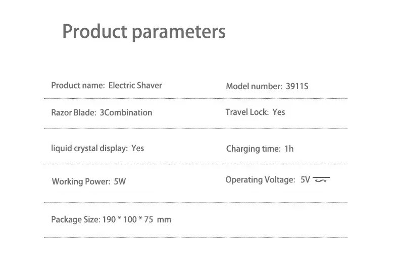 Men's Electric Shaver Rechargeable Electric Razor Hair Clipper Cutting Shaving Machine for Men Beard Trimmer Wet-Dry Dual Use