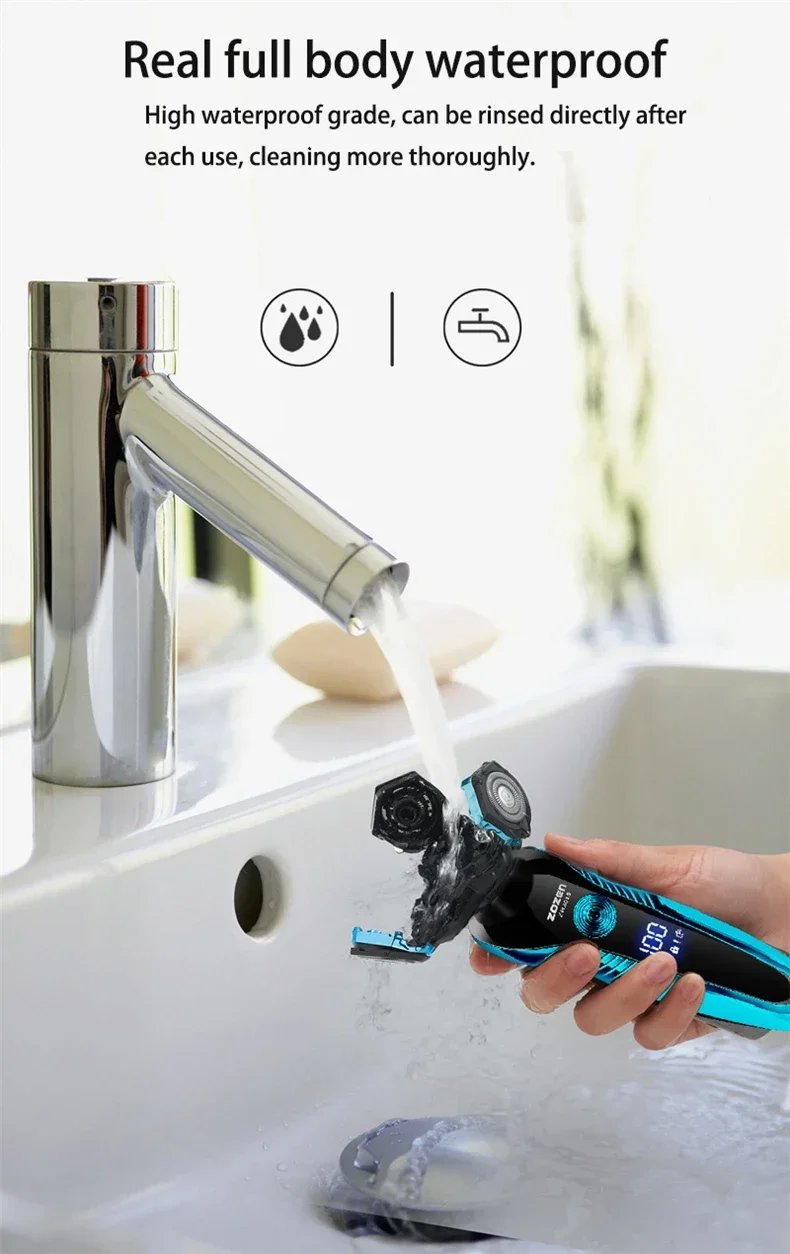 Men's Electric Shaver Rechargeable Electric Razor Hair Clipper Cutting Shaving Machine for Men Beard Trimmer Wet-Dry Dual Use