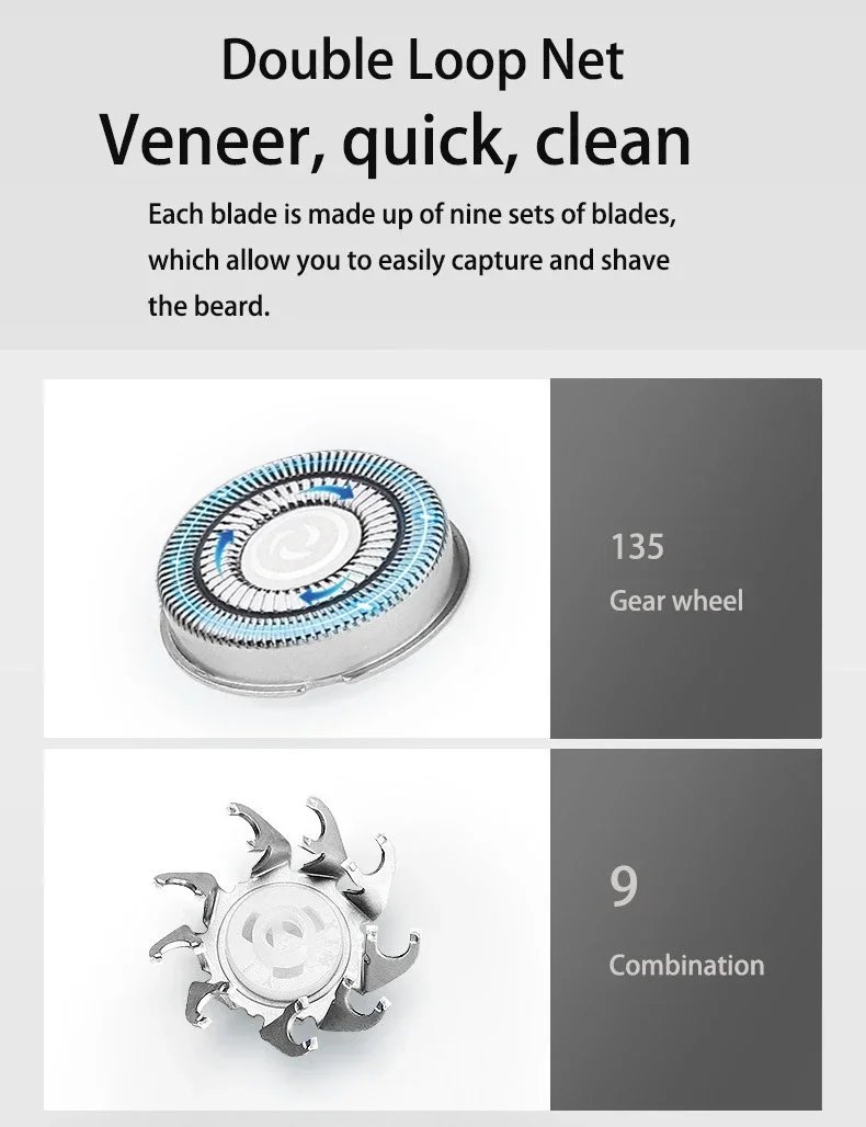 Men's Electric Shaver Rechargeable Electric Razor Hair Clipper Cutting Shaving Machine for Men Beard Trimmer Wet-Dry Dual Use