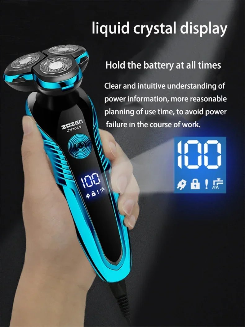 Men's Electric Shaver Rechargeable Electric Razor Hair Clipper Cutting Shaving Machine for Men Beard Trimmer Wet-Dry Dual Use