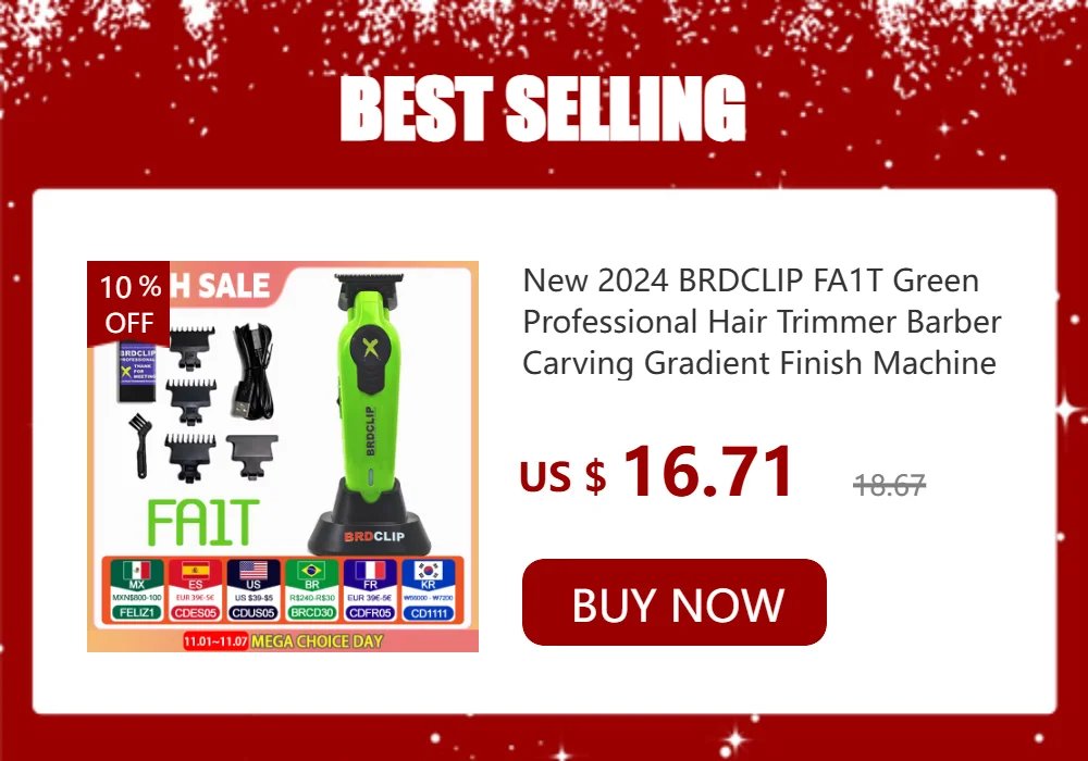 New 2025 BRDCLIP FA1T Green Professional Hair Trimmer Barber Carving Gradient Finish Machine Electric Clipper with Charger Stand