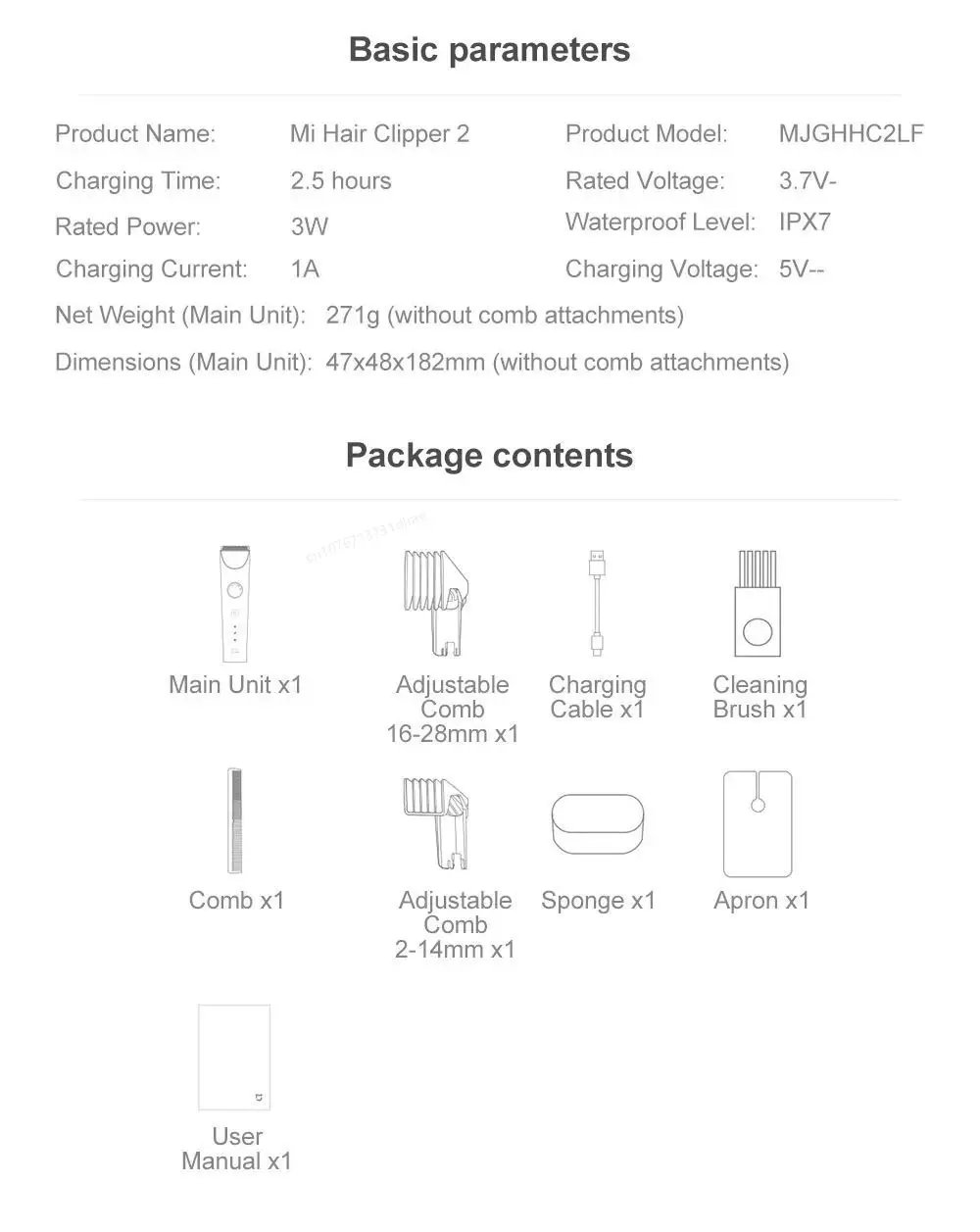 Mijia Hair Clipper 2 Men Sideburns Electric Shaver Wireless Hair Cutting Trimmer Barber Cutter