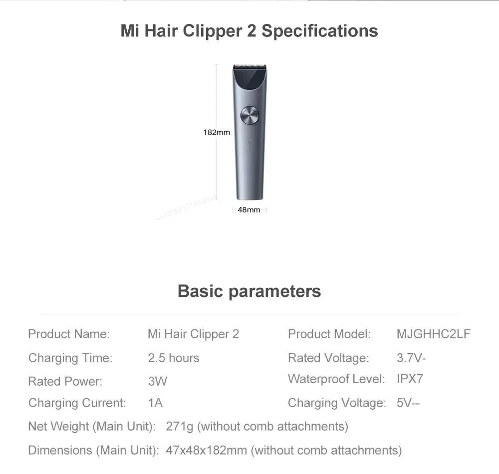 Mijia Hair Clipper 2 Men Sideburns Electric Shaver Wireless Hair Cutting Trimmer Barber Cutter