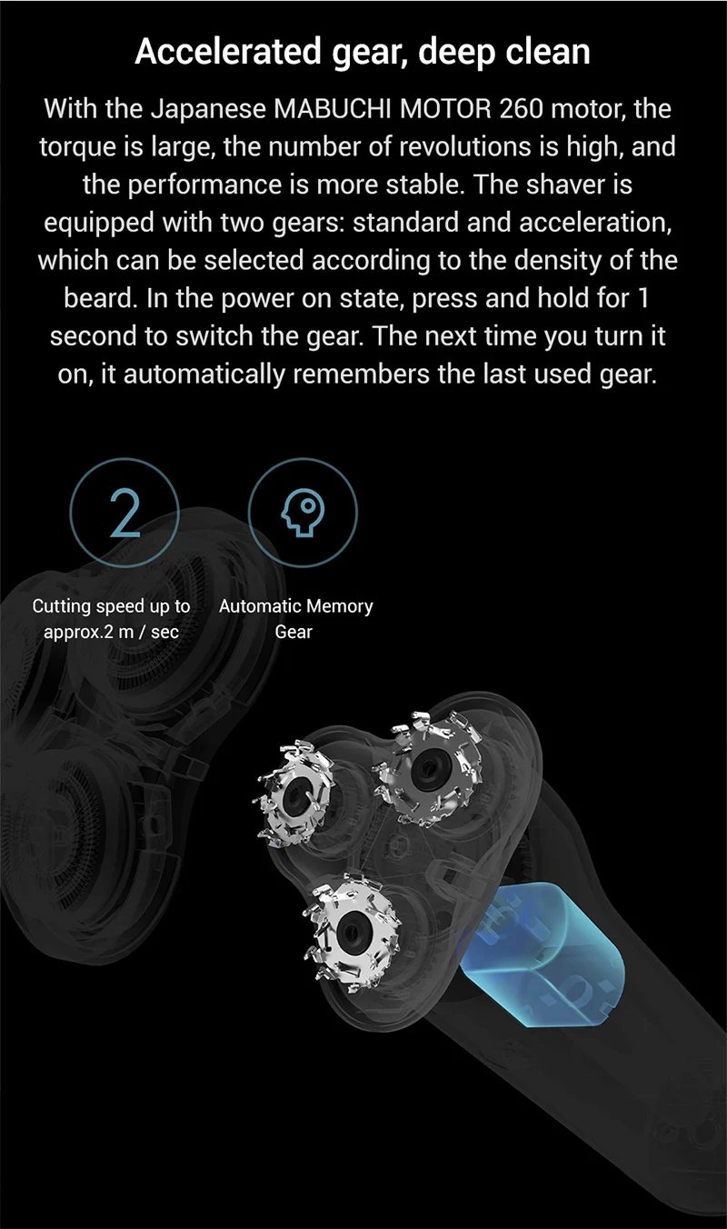 MIJIA S500 Electric Shaver Clipper Triple Blade Trimmer For Men Dry Wet Shaving Washable Beard Hair Cutting Machine Razor