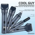 HOMEFISH 5 IN 1 Men's Electric Shaver IPX6 Waterproof Beard Trimmer Rechargeable Cordless Hair Clipper Body Grooming Kit