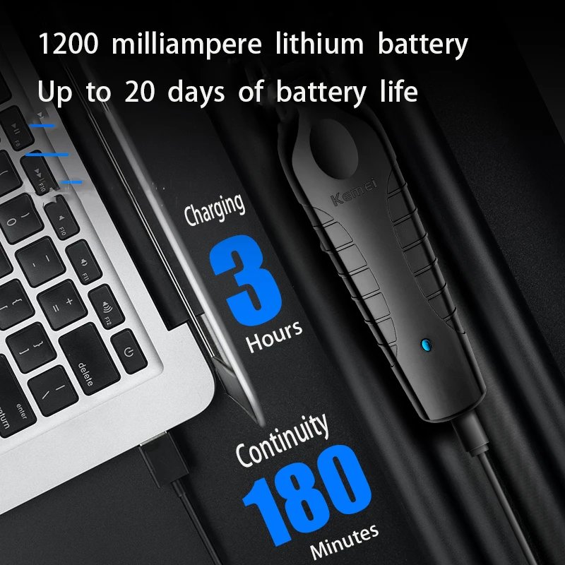 Kemei 2299 professional men's hair/beard trimmer with zero gap hair clipper and T-shaped blade, cordless charging