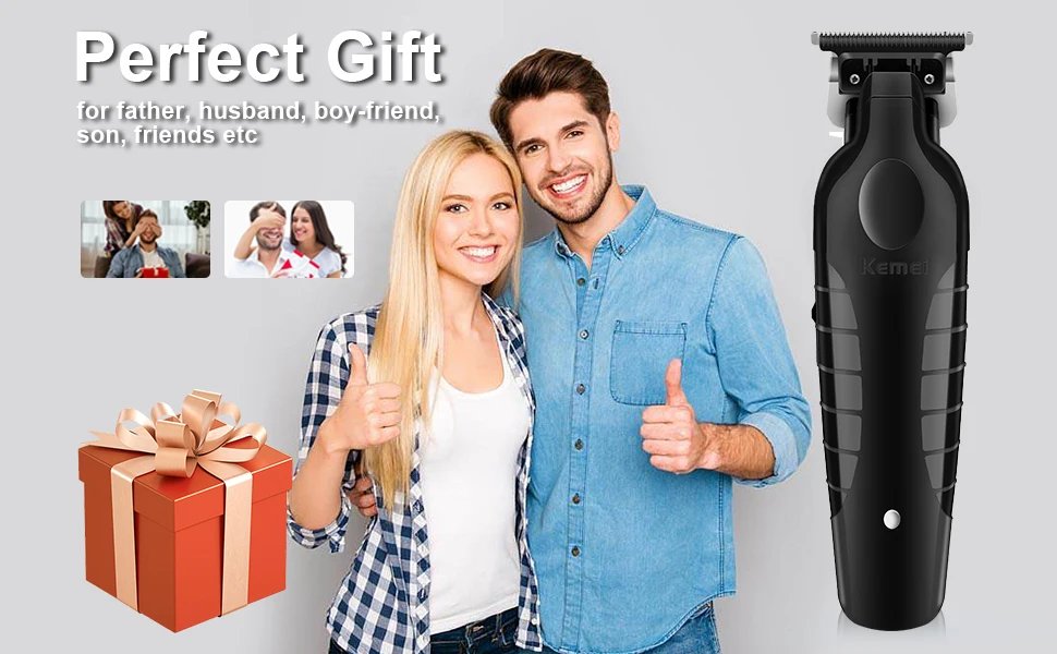 Kemei 2299 professional men's hair/beard trimmer with zero gap hair clipper and T-shaped blade, cordless charging