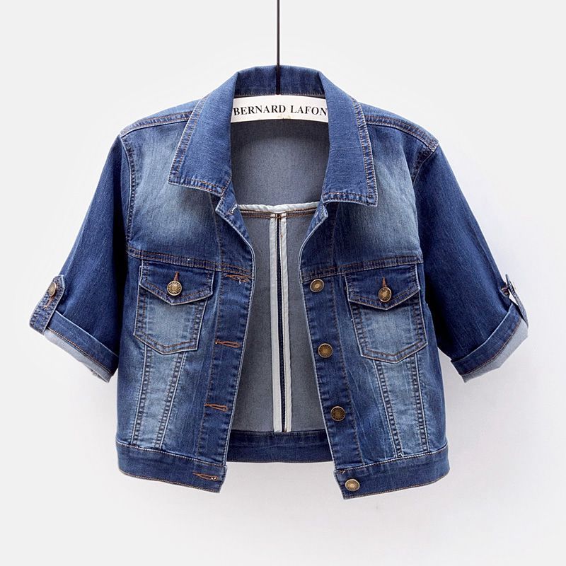 Denim Jean Jacket Women Short Sleeve