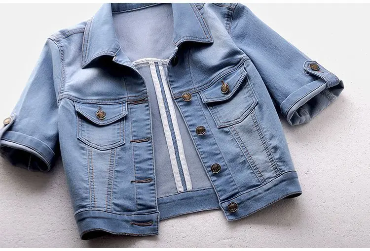 Denim Jean Jacket Women Short Sleeve