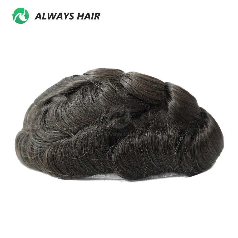 0.12-0.14mm PU Men Toupee Full Thickness Skin Indian Human Hair Men's Capillary Prothesis 130% Density Wig Man