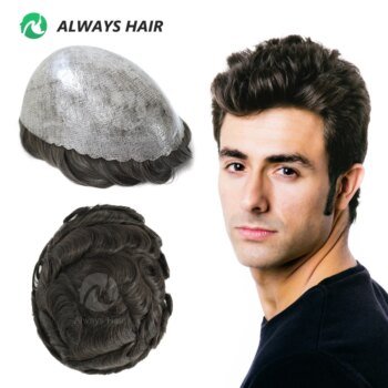 0.12-0.14mm PU Men Toupee Full Thickness Skin Indian Human Hair Men's Capillary Prothesis 130% Density Wig Man