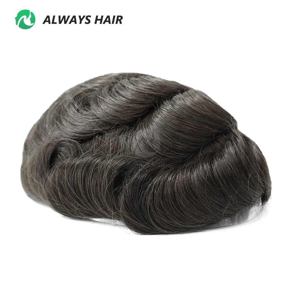 0.12-0.14mm PU Men Toupee Full Thickness Skin Indian Human Hair Men's Capillary Prothesis 130% Density Wig Man