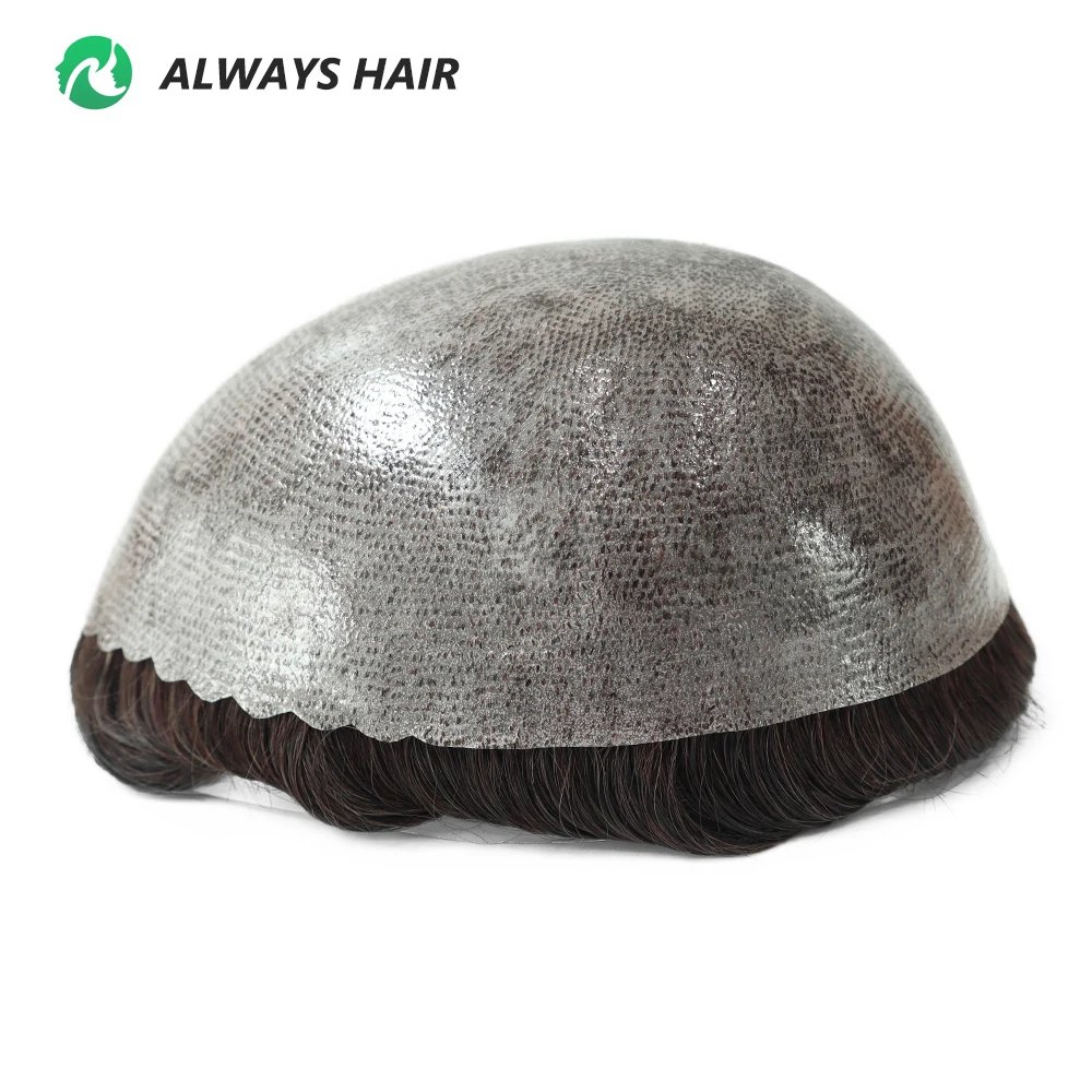 0.12-0.14mm PU Men Toupee Full Thickness Skin Indian Human Hair Men's Capillary Prothesis 130% Density Wig Man