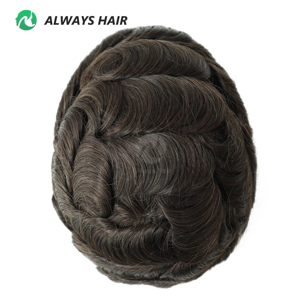 0.12-0.14mm PU Men Toupee Full Thickness Skin Indian Human Hair Men's Capillary Prothesis 130% Density Wig Man