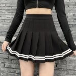 Black Pleated High Waist Mini Skirt