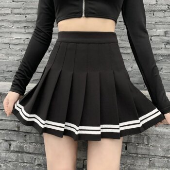 Black Pleated High Waist Mini Skirt