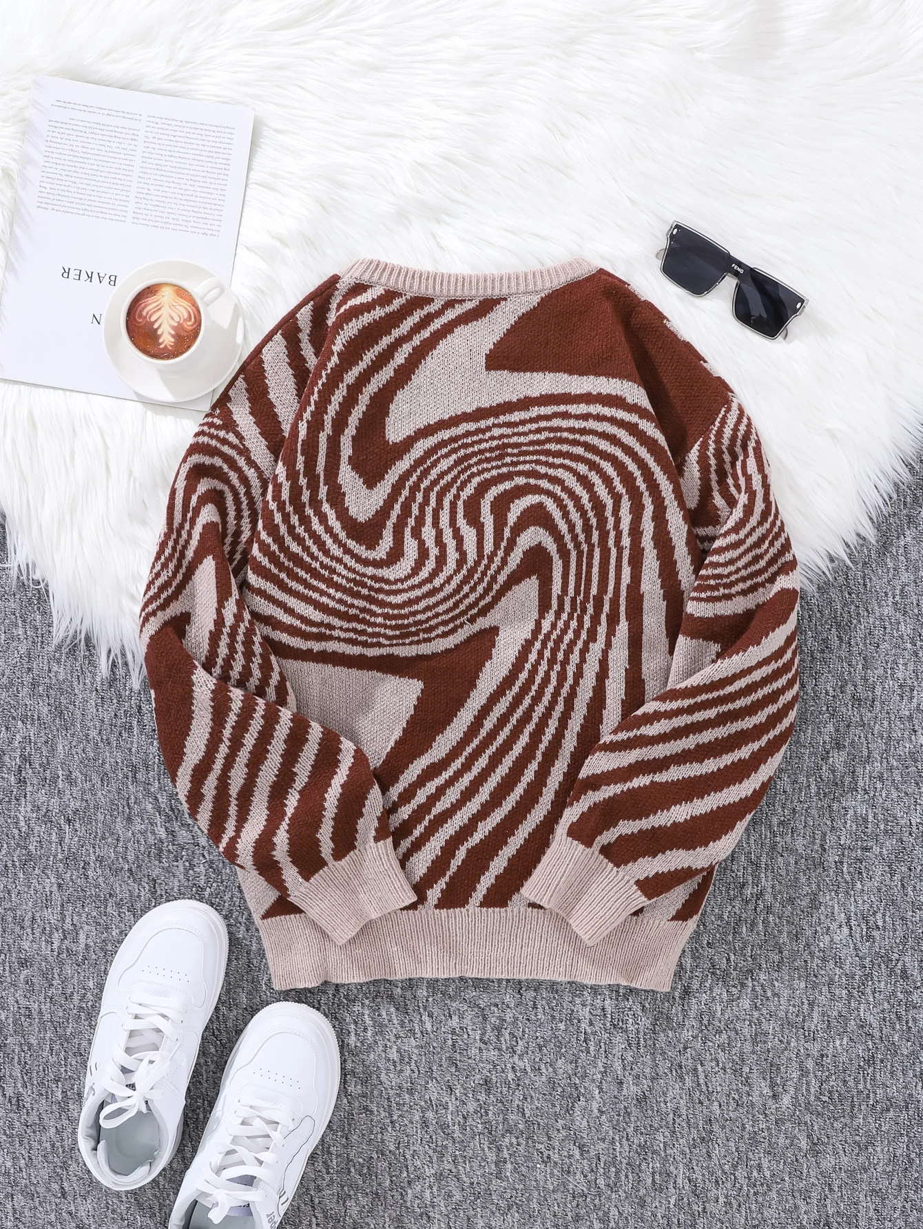 New Popular Autumn and Winter Maze Jacquard Pattern Pullover Sweater