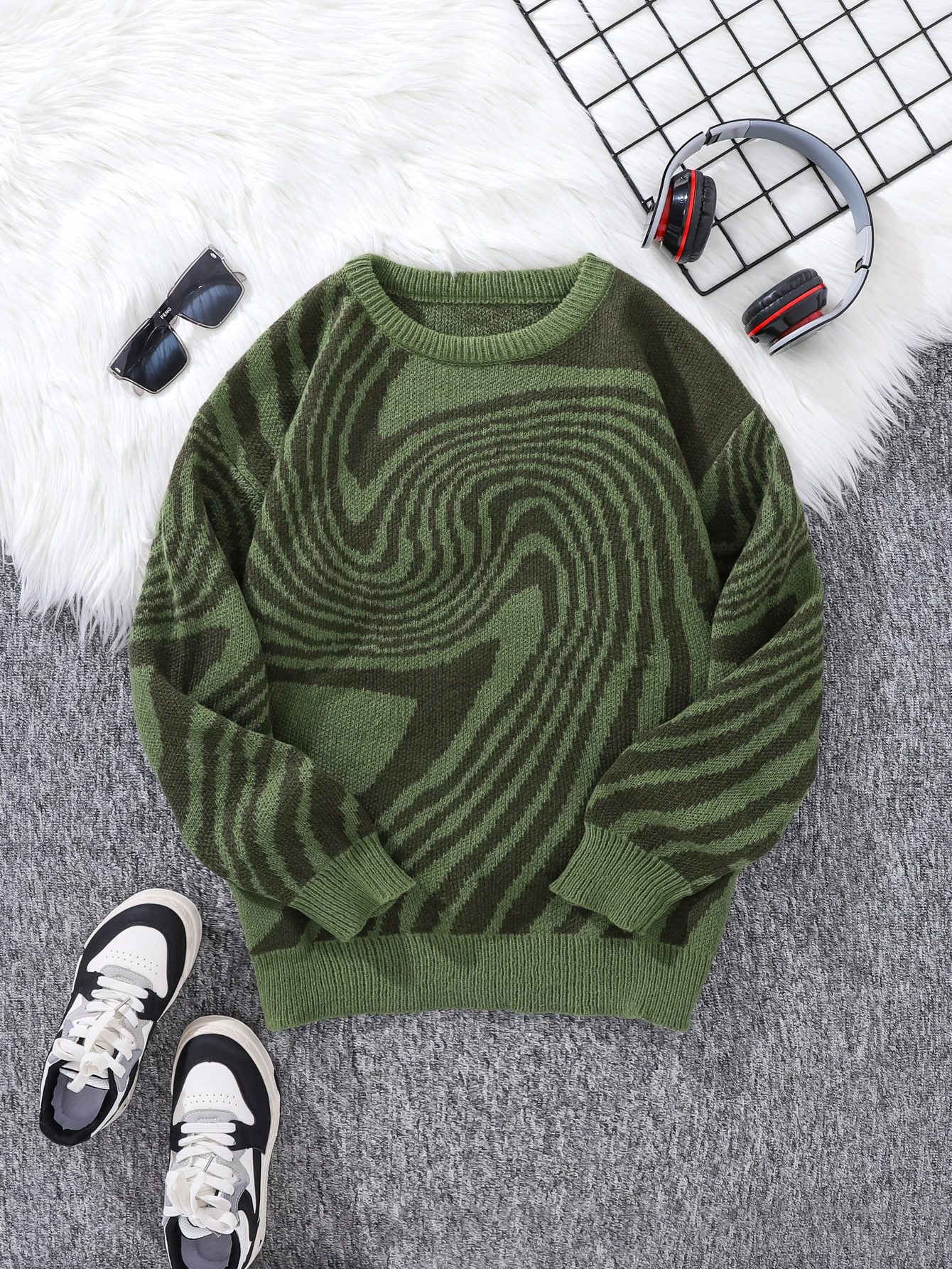 New Popular Autumn and Winter Maze Jacquard Pattern Pullover Sweater