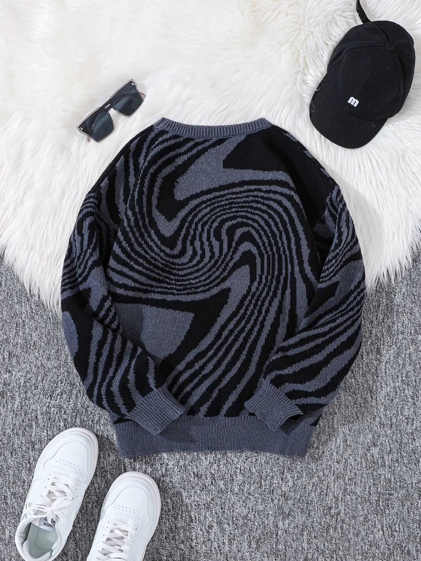 New Popular Autumn and Winter Maze Jacquard Pattern Pullover Sweater