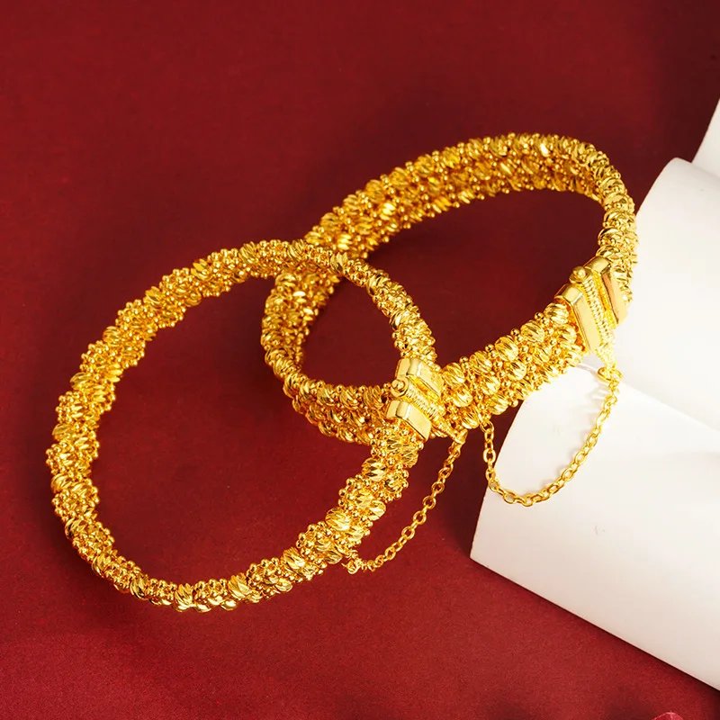 Luxury 24K 9999 Pure Gold real gold Women's beads disco bracelet multi-layer bracelet