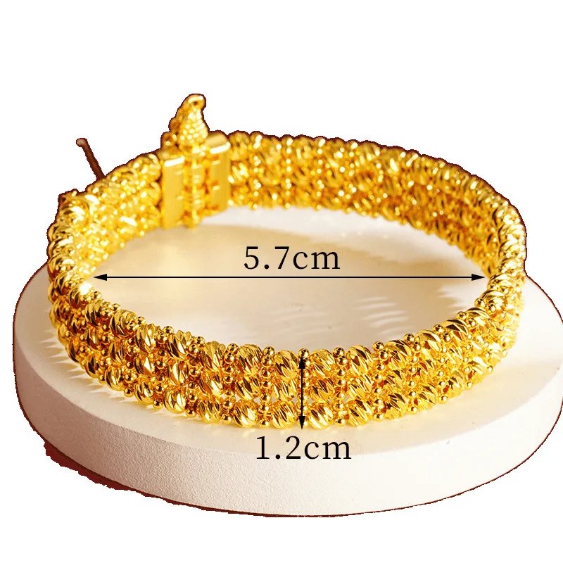 Luxury 24K 9999 Pure Gold real gold Women's beads disco bracelet multi-layer bracelet