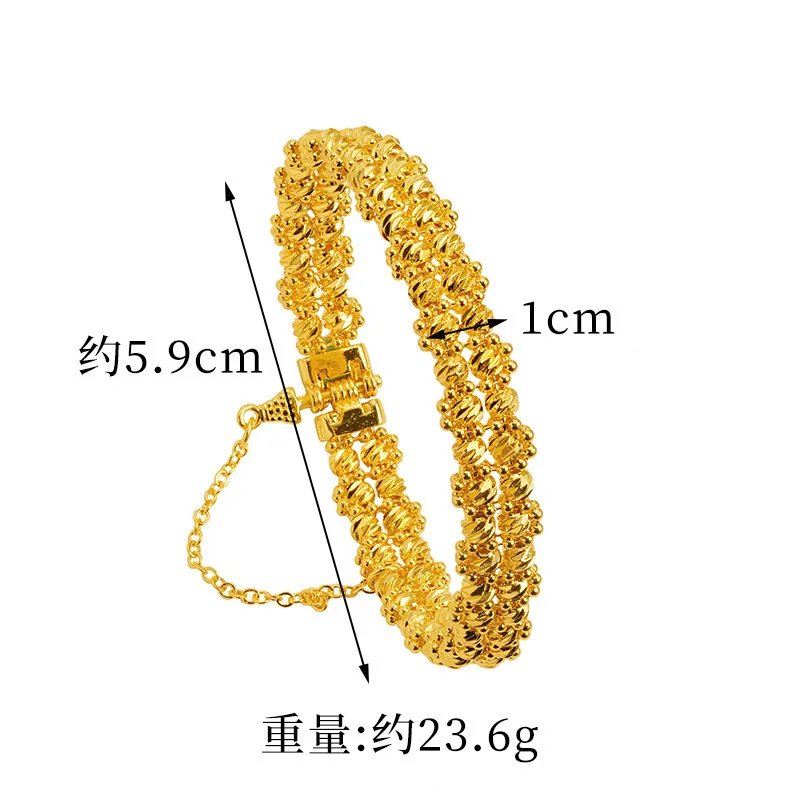 Luxury 24K 9999 Pure Gold real gold Women's beads disco bracelet multi-layer bracelet