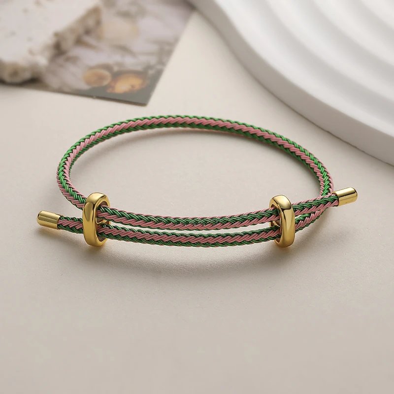 Adjustable Drawstring Bracelet, Black & Brown Cowhide-Textured Multicolor Braided Cord - Unisex Couple's Accessory - 1 Piece