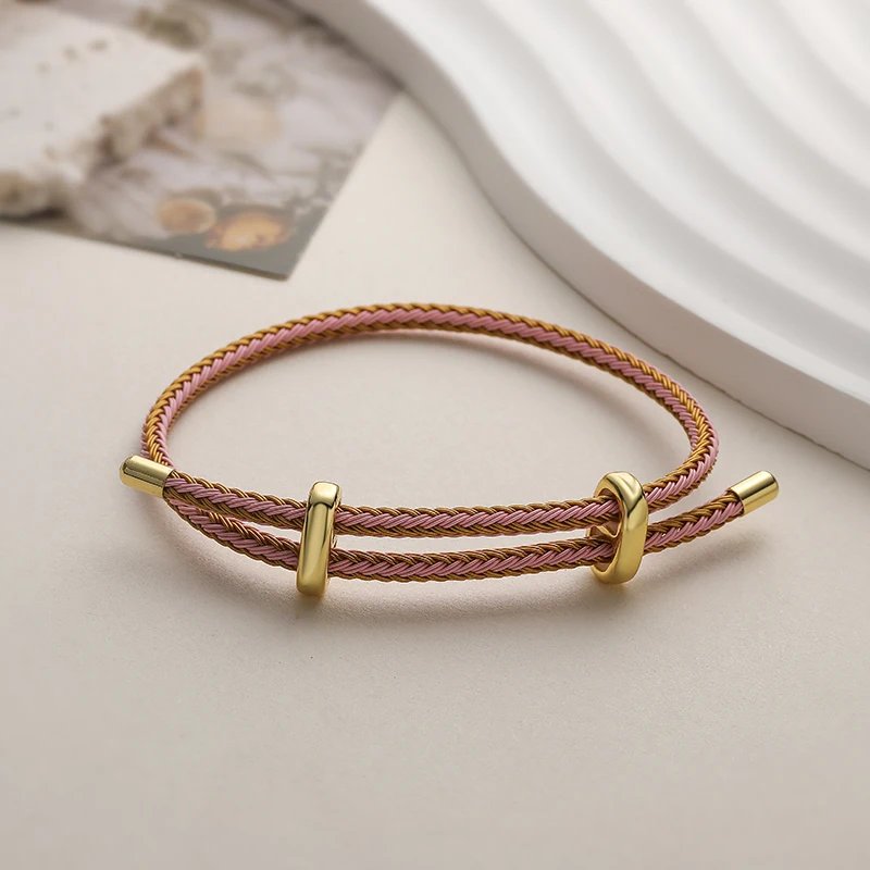 Adjustable Drawstring Bracelet, Black & Brown Cowhide-Textured Multicolor Braided Cord - Unisex Couple's Accessory - 1 Piece